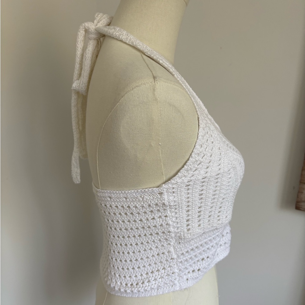 Hollister White Cropped Backless Tank Top - Picture 2 of 6